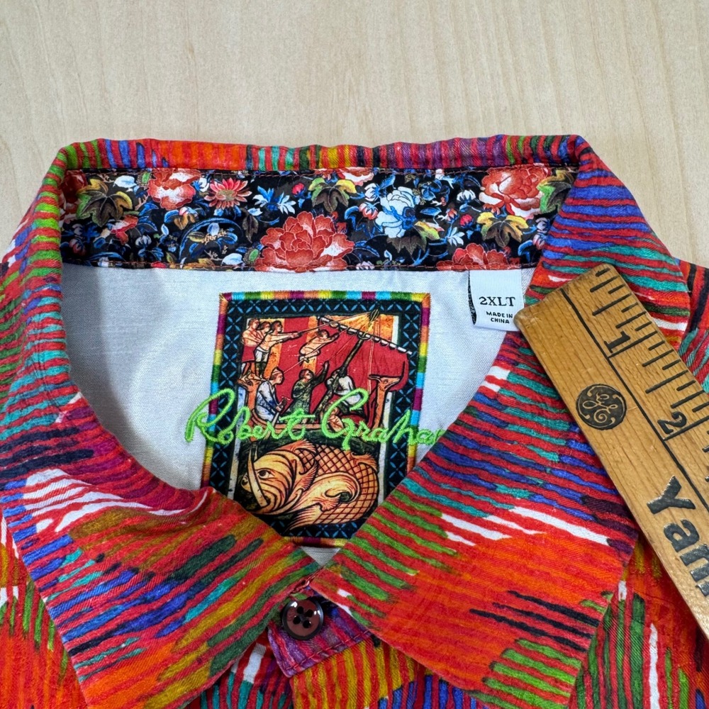 Robert Graham Gallagher 2XLT Colorful Abstract Print Short Sleeve Button Up - Picture 4 of 6